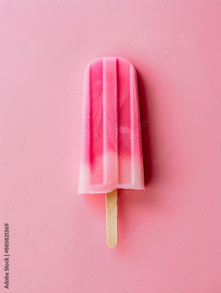 Hot Pink Popsicle on a summery pink Background with Copy Space Hot Pink Popsicle on a summery pink Background with Copy Space