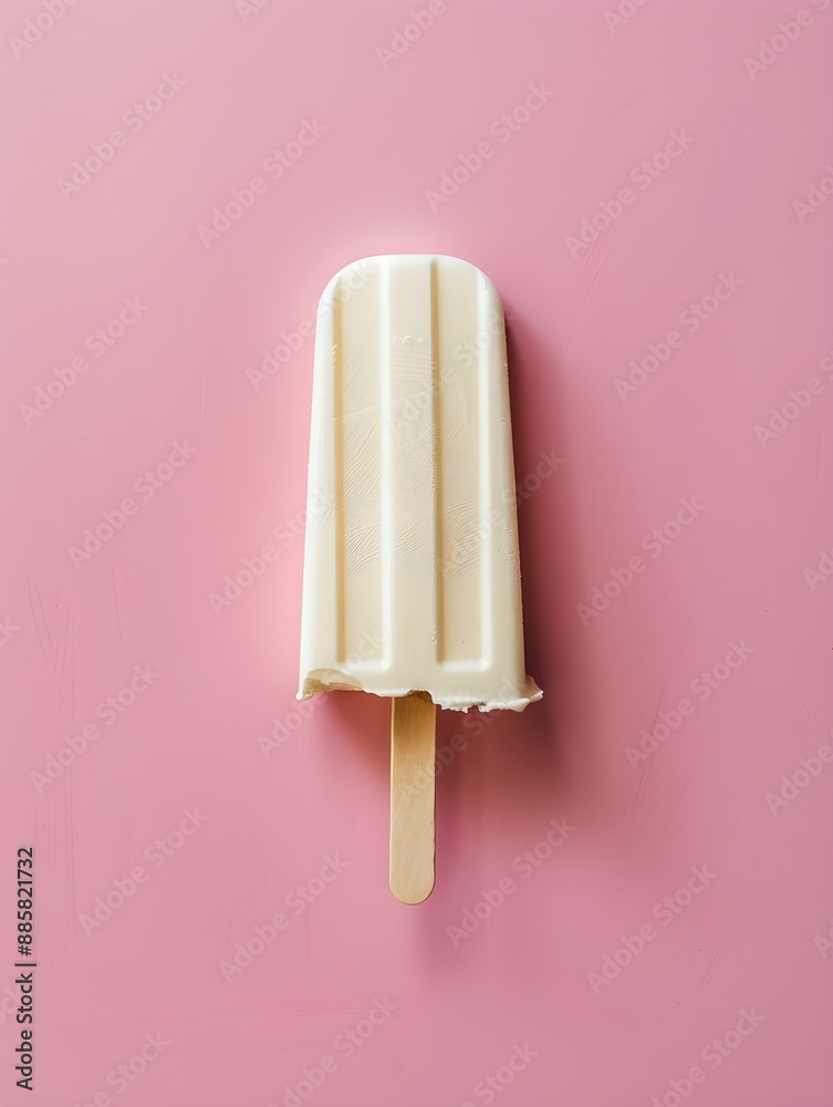 Ivory Popsicle on a summery pink Background with Copy Space Ivory Popsicle on a summery pink Background with Copy Space