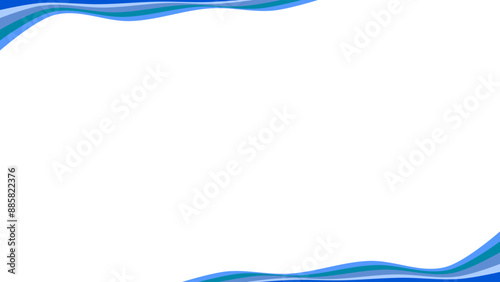 Background white with blue wave border. Vector can be used for banners, posters, power points, templates, slides, etc.