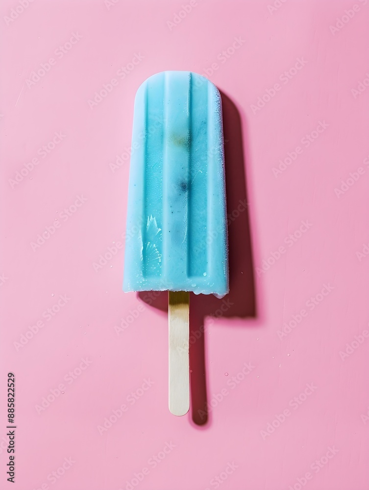 Light Blue Popsicle on a summery pink Background with Copy Space Light Blue Popsicle on a summery pink Background with Copy Space