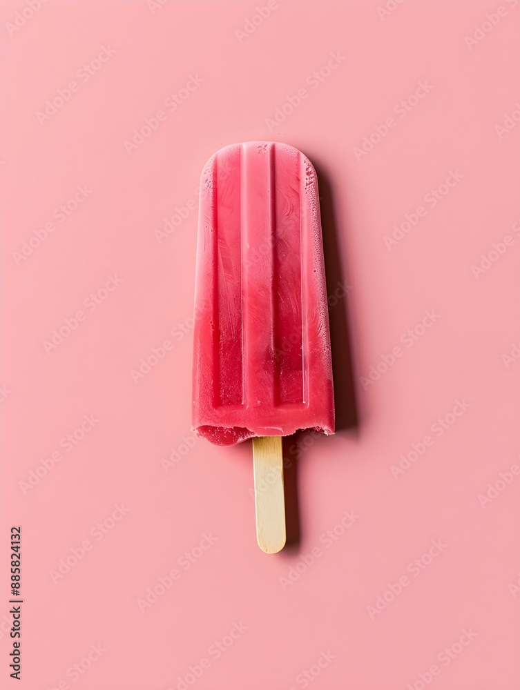 Light Red Popsicle on a summery pink Background with Copy Space Light Red Popsicle on a summery pink Background with Copy Space