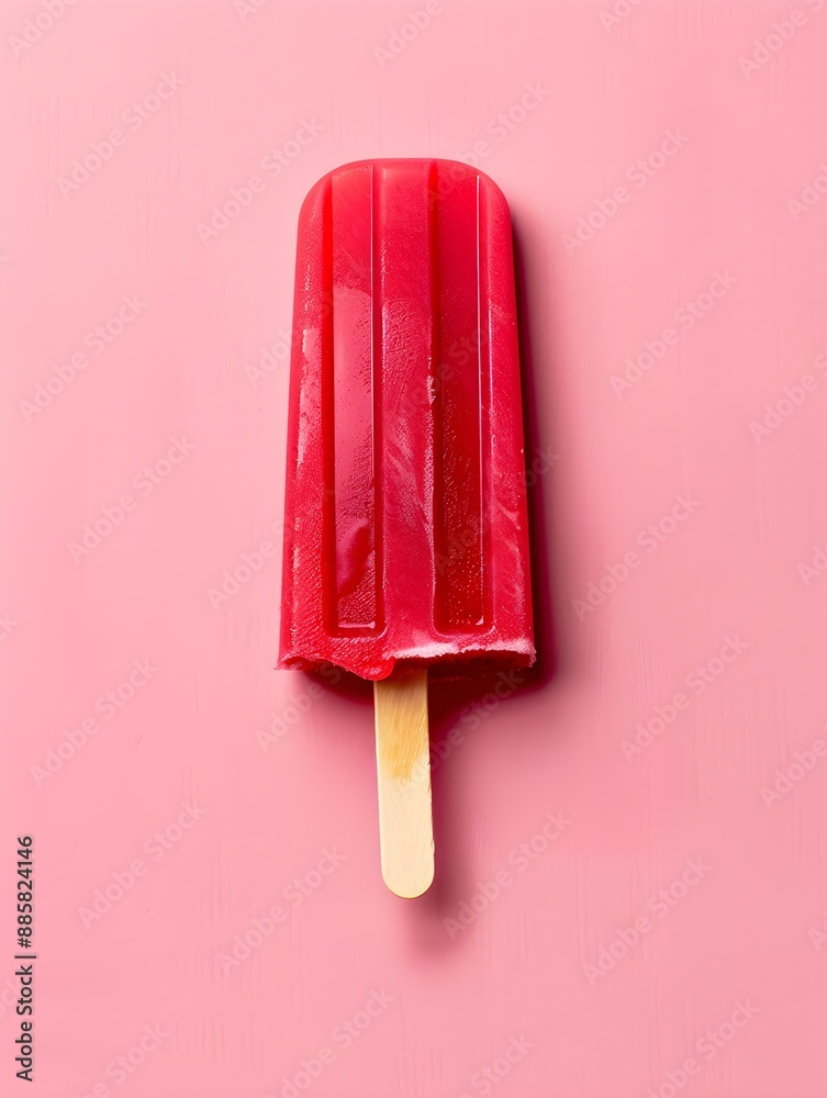 Light Red Popsicle on a summery pink Background with Copy Space Light Red Popsicle on a summery pink Background with Copy Space