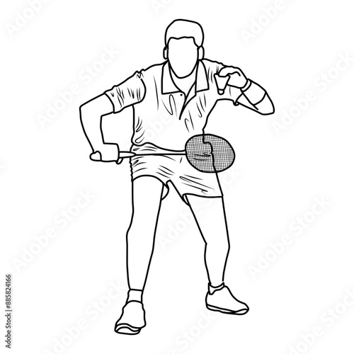 vector illustration of a young man with a tenis racket