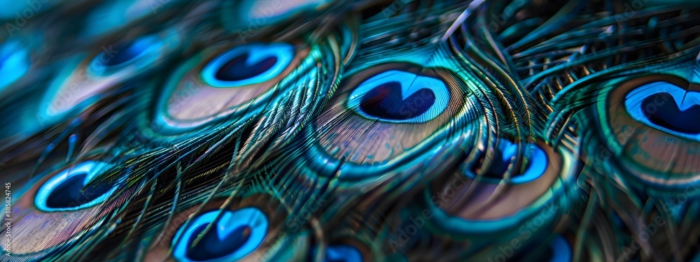 Obraz premium Close-Up Peacock Feathers Vibrant Colors