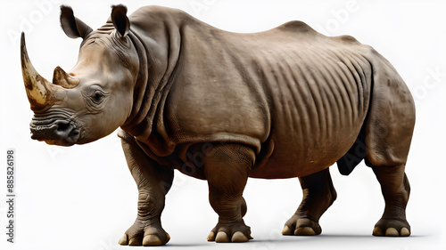 Javan Rhino logo icon on white background. Generative AI photo