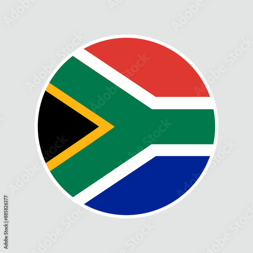 The flag of south africa. Flag icon. Standard color. Round flag. Computer illustration. Vector illustration.	