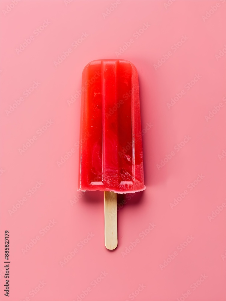 Red Popsicle on a summery pink Background with Copy Space Red Popsicle on a summery pink Background with Copy Space