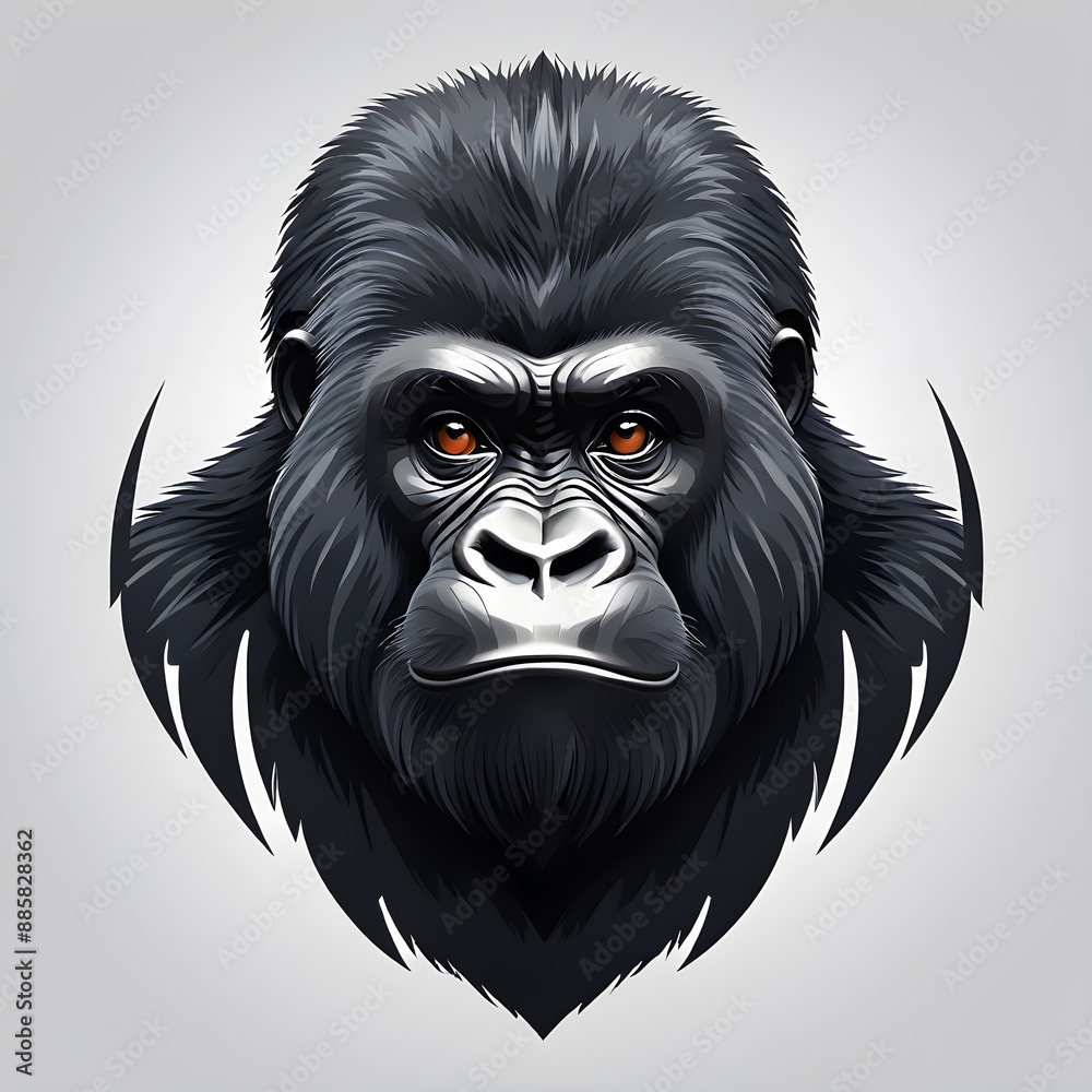 Fototapeta premium Mountain Gorilla logo icon on white background. Generative AI