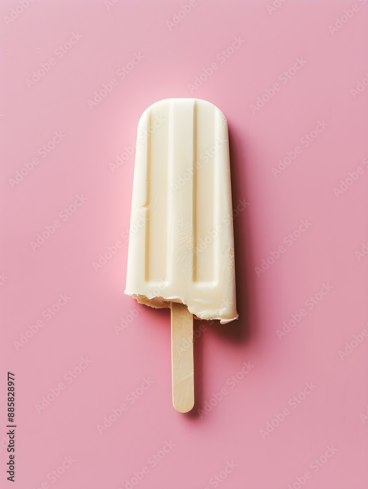 White Popsicle on a summery pink Background with Copy Space White Popsicle on a summery pink Background with Copy Space