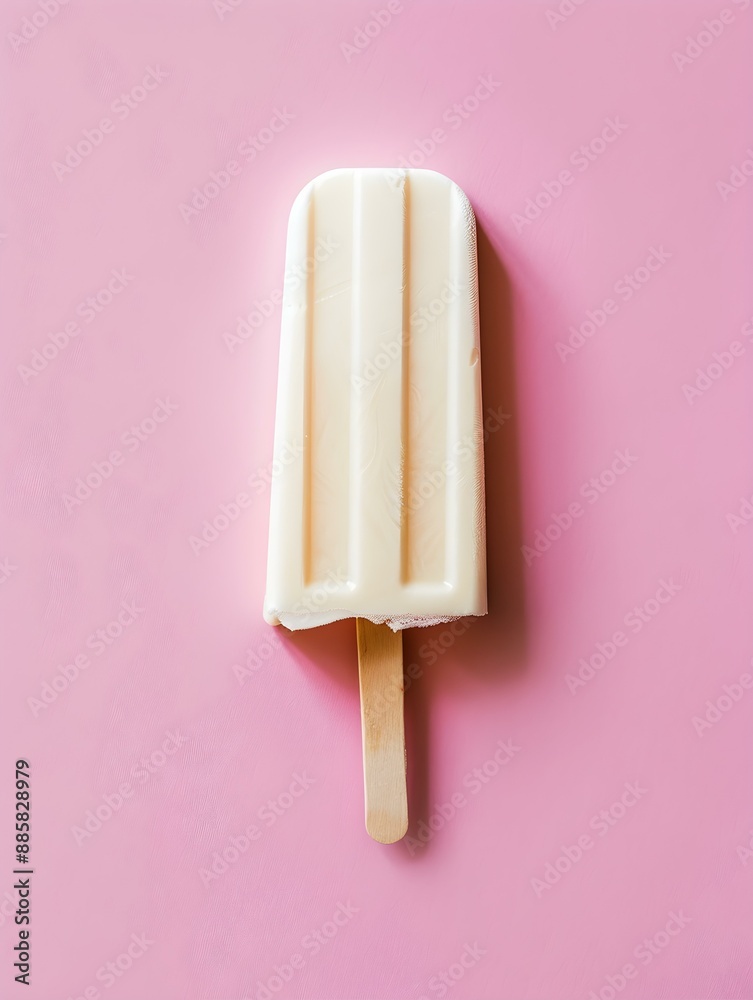 White Popsicle on a summery pink Background with Copy Space White Popsicle on a summery pink Background with Copy Space