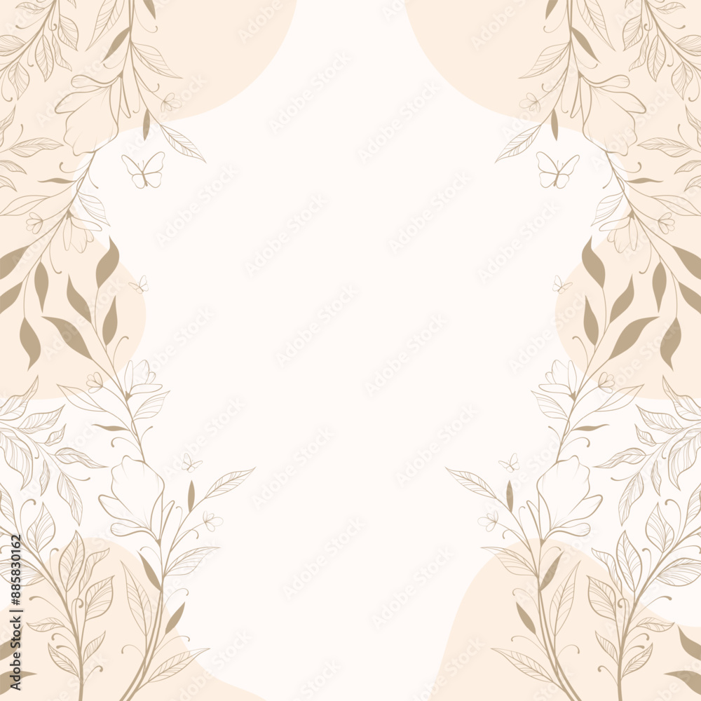 Floral decoration branches with leaves, romantic background