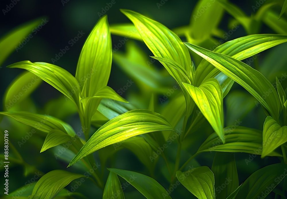 Fototapeta premium Vibrant Green Leaves Close Up