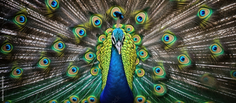 Obraz premium Peacock Displaying Its Vibrant Tail Feathers