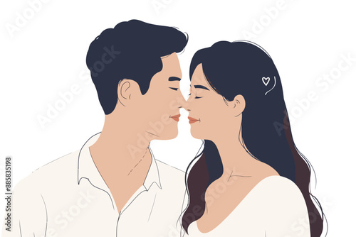 romantic asian couples stock image isolated vector style