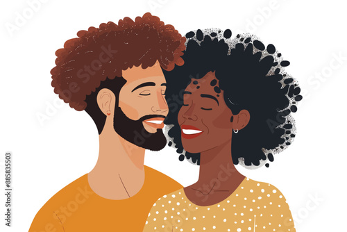 romantic interracial couple stock image isolated vector style