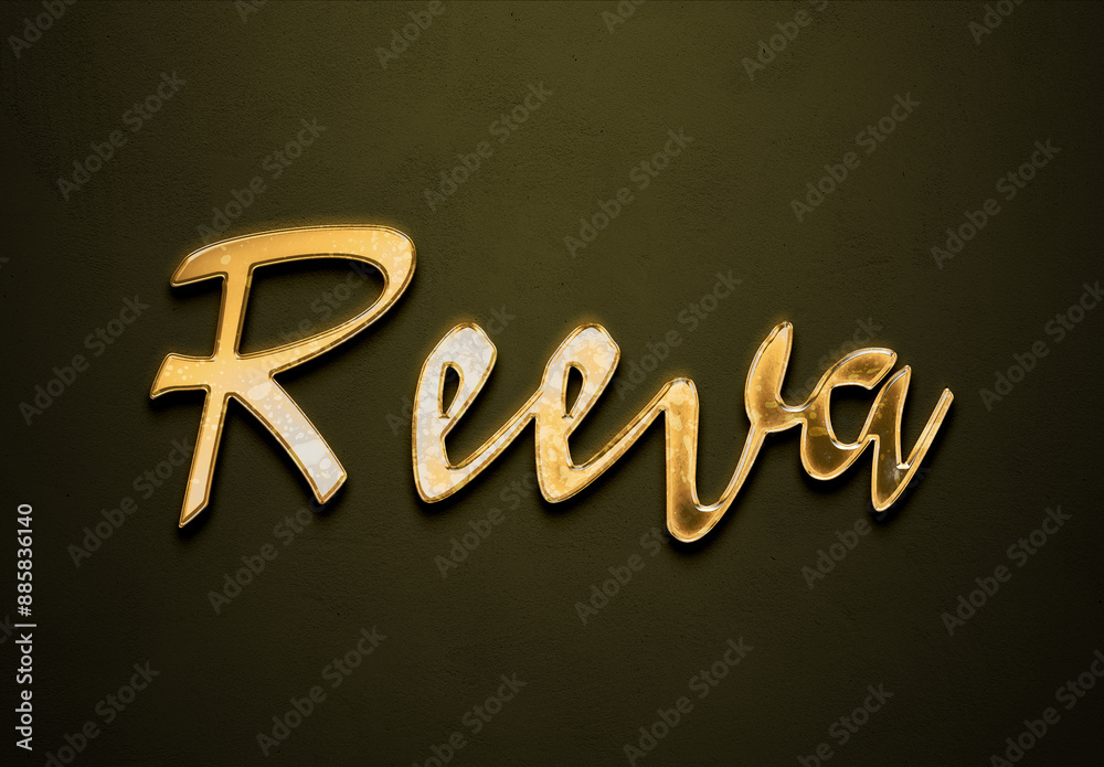 Old gold text effect of Hindi name Reeva with 3D glossy style Mockup. Old gold text effect of Hindi name Reeva with 3D glossy style Mockup.