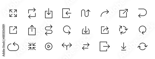 Line Arrows icon set , vector circle arrow line icons in thin line style. editable stroke
