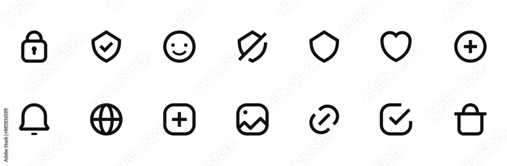 Basic user interface icon set, Ux/Ui Icons . Mega set of outline icons in trendy thin line style. for app, web, website icon collection. editable stroke Basic user interface icon set, Ux/Ui Icons . Mega set of outline icons in trendy thin line style. for app, web, website icon collection. editable stroke
