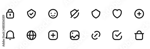 Basic user interface icon set, Ux/Ui Icons . Mega set of outline icons in trendy thin line style. for app, web, website icon collection. editable stroke