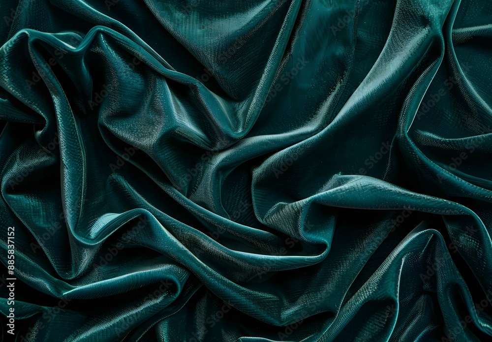 Dark Green Velvet Fabric Draped Texture