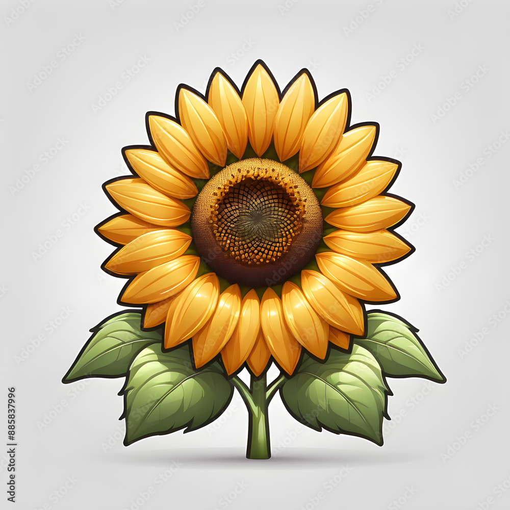 Fototapeta premium Sunflower logo icon on white background. Generative AI