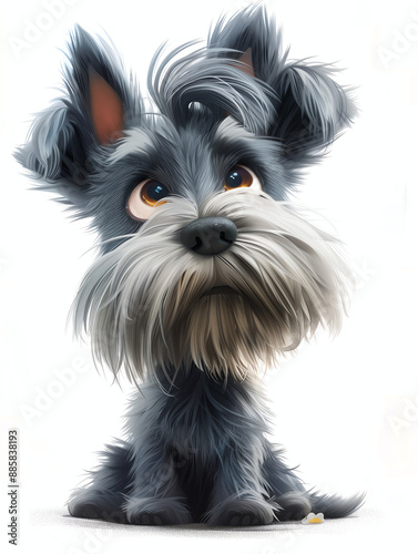 a cute 3d image of a grey and white puppy, 