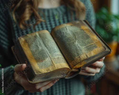 Close-up of Hand Holding Book and Turning Page - Reading and Literature Concept