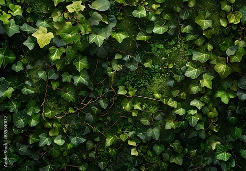 Lush Green Ivy Wall Texture Background