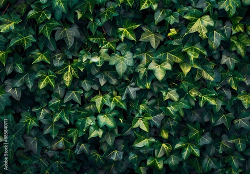 Intricate Green Ivy Leaves Wall Texture