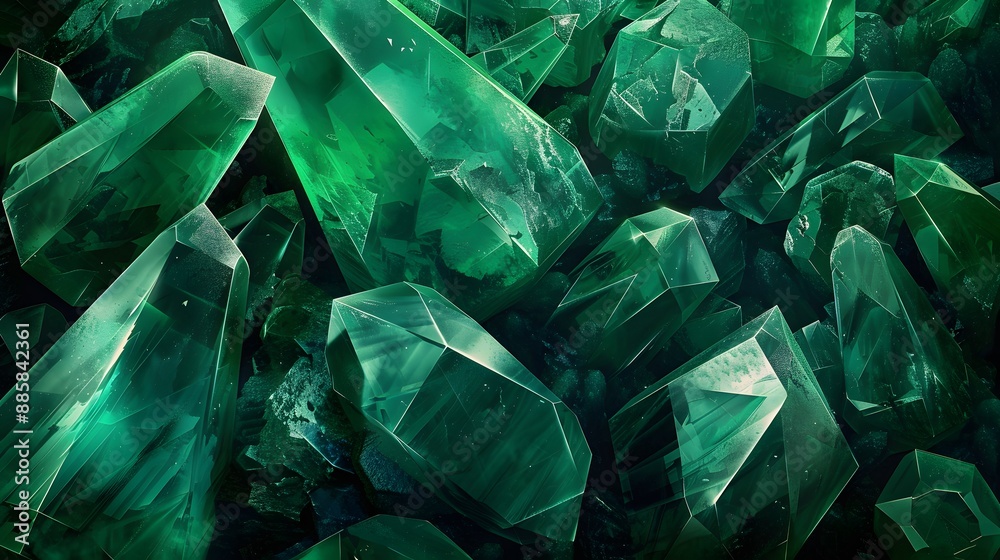 Obraz premium Emerald Gemstone Crystals Digital Art