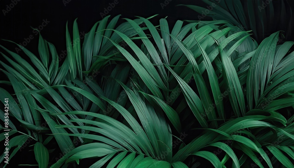 Fototapeta premium Grass images, Dark wallpaper, Dark background, palm leaf background, Grasses are spread all over the background