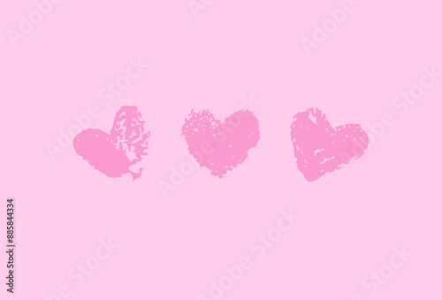 prints of three hearts on a pink background, valentines day, pink hearts, gift card