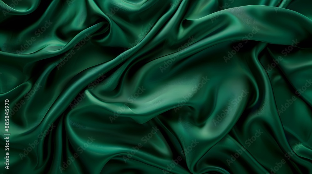 Elegant Dark Green Silk Fabric Background Elegant Dark Green Silk Fabric Background