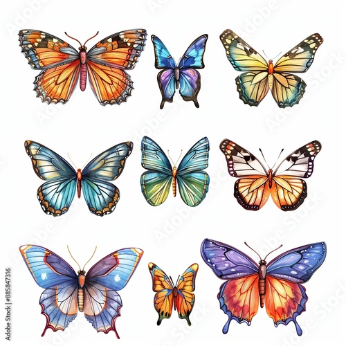 Colorful Butterfly Illustrations Collection for Nature and Craft Projects