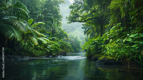 river winding through a lush jungle