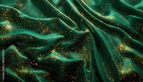 Emerald Green Fabric with Golden Glitter - MMORPG Texture