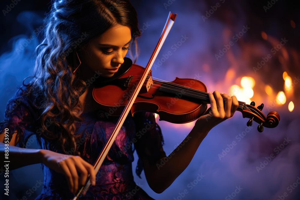 Fototapeta premium The world of music: a harmonious blend of dj consoles, loudspeakers, sheet music, headphones, and basses, essence of sound and rhythm in a dynamic, multi-sensory journey