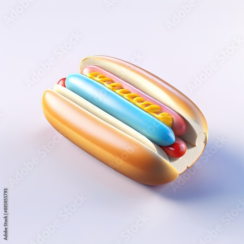 Icon of hot dog, Glossy glass style