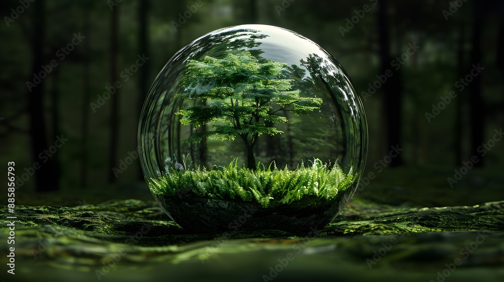 Protected Forest Inside Glass Sphere Protected Forest Inside Glass Sphere