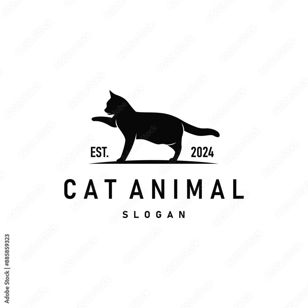 simple black silhouette design pet cat logo animal care template illustration simple black silhouette design pet cat logo animal care template illustration