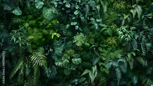 Wallpaper Mural Lush Green Living Wall with Ferns & Moss Torontodigital.ca