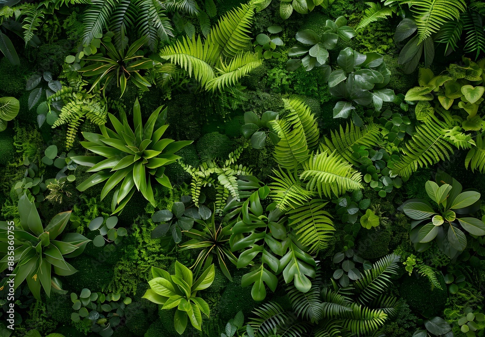 Lush Tropical Green Wall with Moss Lush Tropical Green Wall with Moss