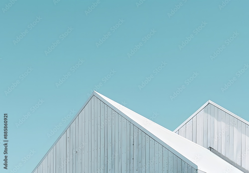Minimalist Architecture: White Rooflines Against Sky Minimalist Architecture: White Rooflines Against Sky