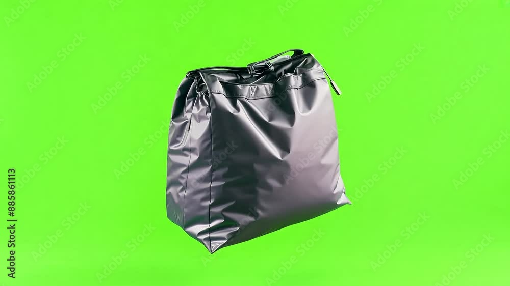 Shiny Silver Bag on green screen background with Ai generated. Shiny Silver Bag on green screen background with Ai generated.