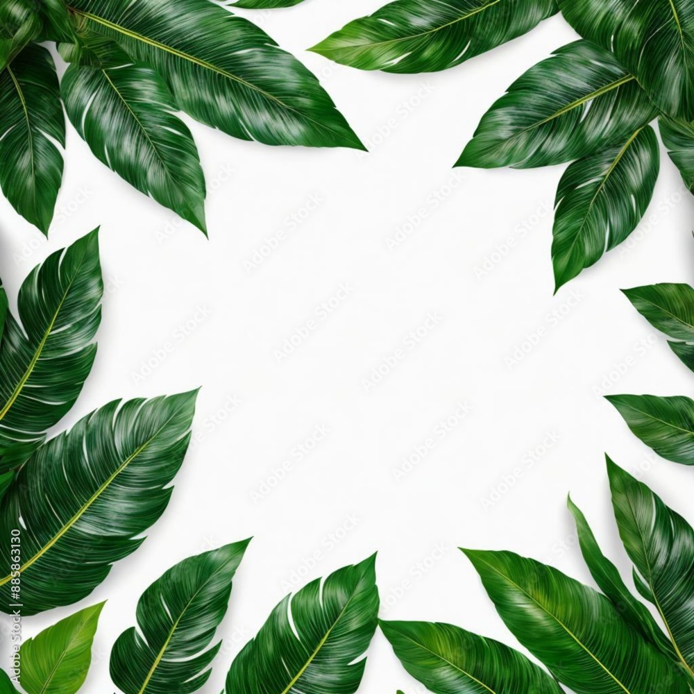 Realistic and organic tropical leaves natural shadow overlay effect on white texture background, for overlay on product presentation, backdrop and mockup