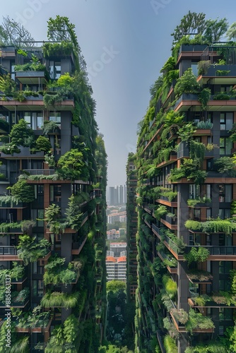 Vertical Gardens Cityscape - Sustainable Urban Living