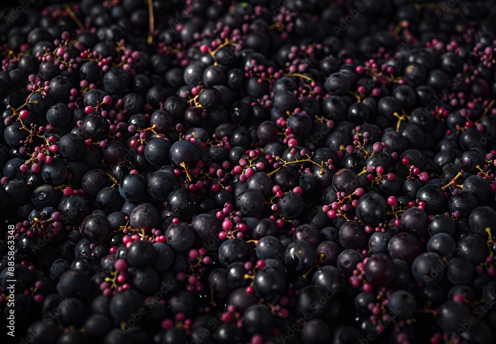 Dark Purple Grapes Close Up - Winemaking Texture Dark Purple Grapes Close Up - Winemaking Texture