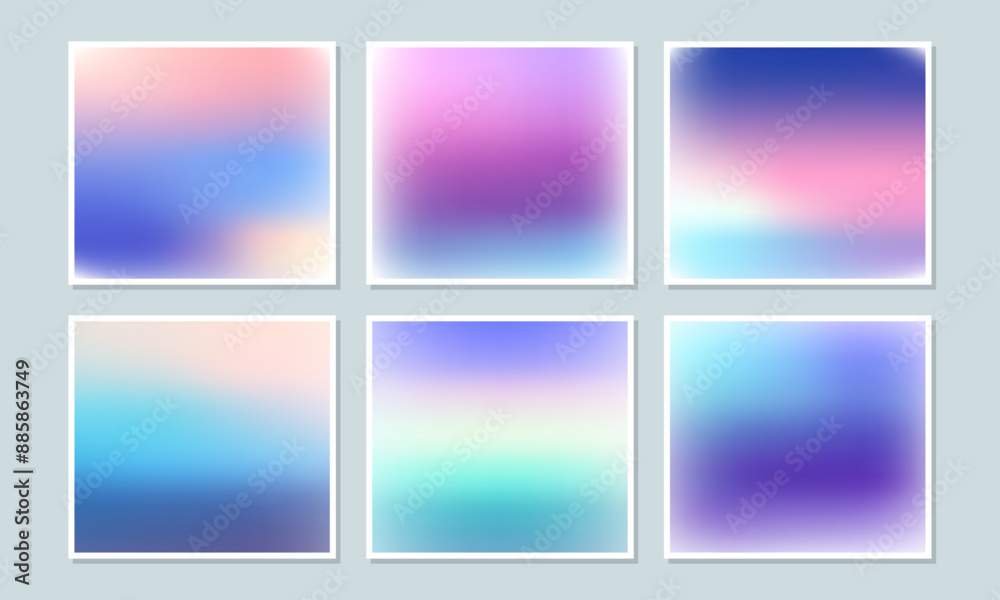 Colorful holographic gradient background design set Colorful holographic gradient background design set