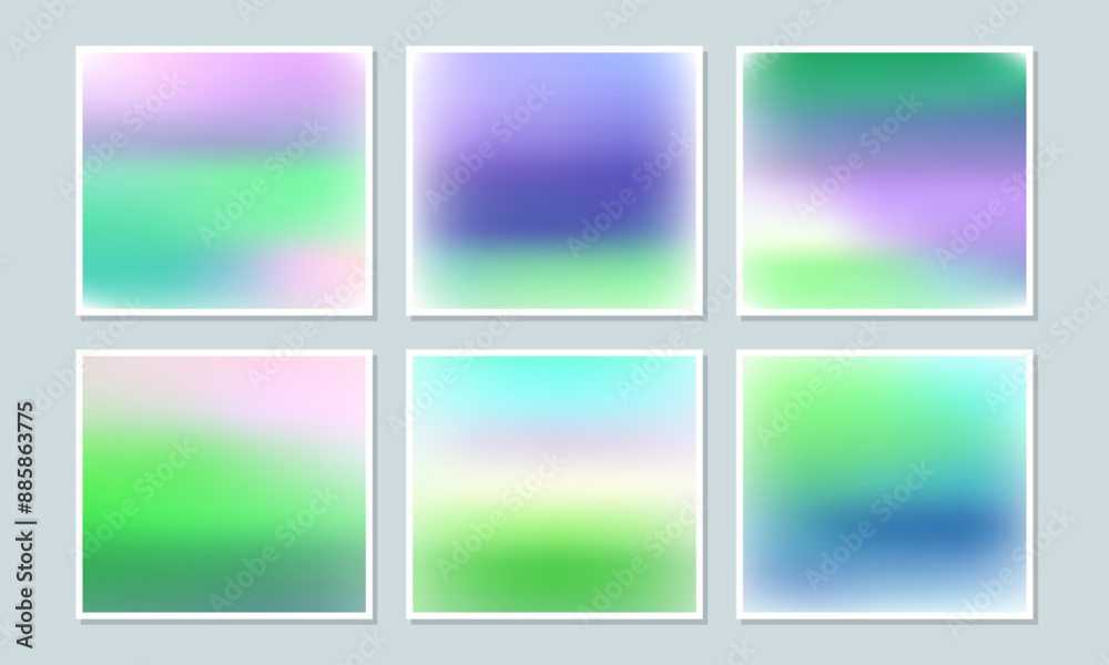 Fototapeta premium Colorful holographic gradient background design set