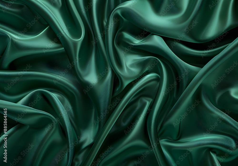 Obraz premium Elegant Green Silk Fabric Texture Background
